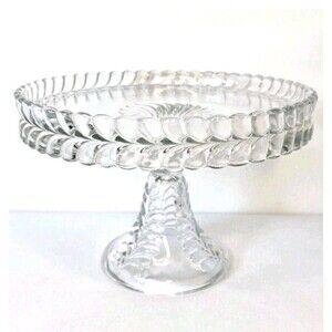 8” Round Feather Plume Pedestal Cake Stand Adam’s & Co. EAPG 1800’s